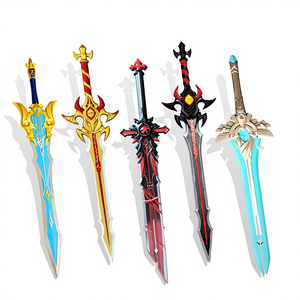 Ensemble de 3 épées en mousse PU de 31,50'' et 39,37'', réalistes, souples, résistantes, légères, flexibles, accessoires de cosplay pour enfants, épées en jouet en vrac - Product Image 1