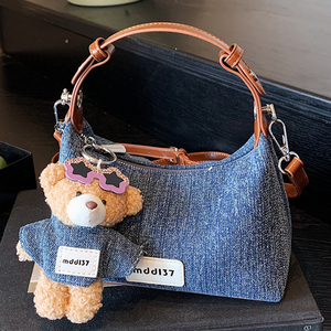 Bolso Bandolera de Mezclilla para Mujer, Diseño de Media Luna, con Correa Extraíble, Cierre de Cremallera, Portátil, Casual, para Uso Diario - Product Image 1