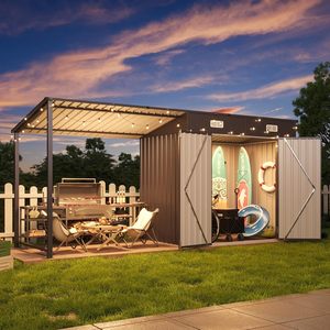 <span class=keywords><strong>Abri</strong></span> de jardin extérieur 6x4FT et gazebo à toit rigide combinés, <span class=keywords><strong>abri</strong></span> métallique 12x4FT avec pergola à toit incliné et <span class=keywords><strong>abri</strong></span> à outils de jardin à côtés ouverts pour patio - Product Image 3