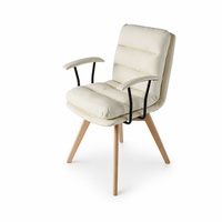 Fauteuil rembourré moderne avec dossier haut et assise rembourrée, pieds en bois, pour salon, chambre et mobilier de maison