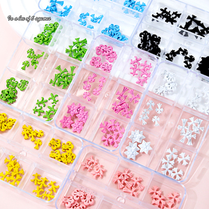 Nuevo juego de accesorios para decoración de uñas con seis cajas largas transparentes, Estrella hexagonal cruzada de siete colores, <span class=keywords><strong>Serie</strong></span> de diamantes Nail Charm - Product Image 1