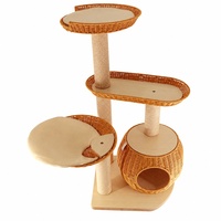 Panier en plastique tressé respirant pour chat, structure d'escalade en rotin PP, lavable, robuste, écologique, toutes saisons, pour chatons et chats, lit pour animaux de compagnie