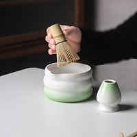 Astief Vente en Gros Offre Spéciale Kit Complet Bol à Matcha en Céramique et Porcelaine Couleur Dégradée Qualité Alimentaire avec Fouet et Support