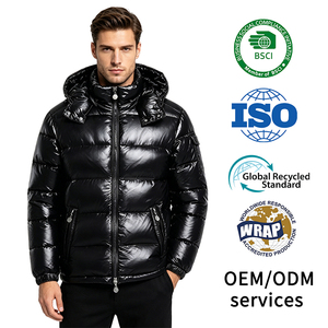 Warm Shiny <strong>Bubble</strong> <strong>Coats</strong> Long Sleeve Solid Zipper Pocket Short Puffer Jacket Winter Down Jacket Men - Product Image 1