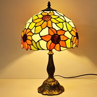 Lampe de table, lampe de chevet en verre teinté, style baroque pour chambre à coucher, salon, bureau à domicile, aspect vintage, décoration artisanale