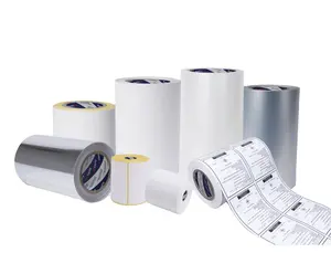 Rollos autoadhesivos de papel semibrillante, rollo de impresión de etiquetas térmicas con revestimiento mate, 80gsm