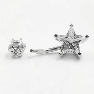 Bijoux de piercing corporel en argent sterling 925 de haute qualité, titane G23, <span class=keywords><strong>pierre</strong></span> naturelle, boucle d'oreille étoile, labret pour femmes - Product Image 4