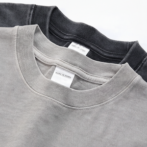 เสื้อฮิปฮอปผู้ชายเสื้อยืดโอเวอร์ไซส์ผ้าฝ้าย100% 280gsm ฟอกสีกรดเสื้อวินเทจ - Product Image 1