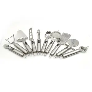 Conjunto de utensílios de cozinha com 10 peças, incluindo ferramentas de cozinha necessárias, como faca para queijo e ralador descascador