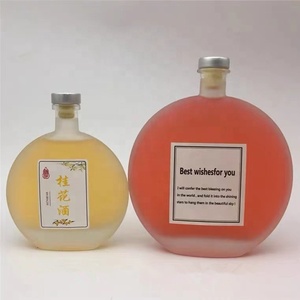 250Ml 500Ml Rượu Thủy Tinh Chai Rum Tequila Hình Tròn Phẳng Vodka Gin Lạnh Brew Cà Phê Dầu Ô Liu Chai Thủy Tinh Với Nút Chai - Product Image 2