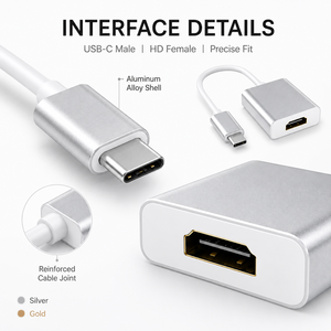 อะแดปเตอร์อลูมิเนียมอัลลอยด์ 4K USB C เป็น HD ตัวแปลงวิดีโอประเภท C HD สำหรับแล็ปท็อปแมคบุค ไอแพด - Product Image 2