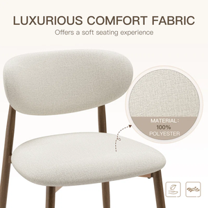 Sillas de Comedor Modernas Tosee - Respaldo Curvo de Tela Beige Claro, Patas de Madera Maciza Marrón Claro, 1 Año de Garantía para Cocina y Comedor - Product Image 3