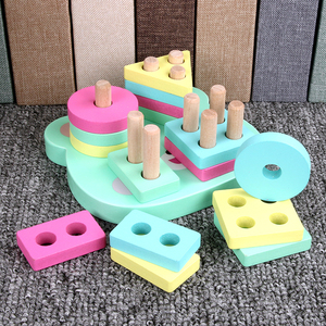 Juguete educativo de madera de Pilar bloques de aprendizaje temprano de los niños del bebé regalo de Navidad de cumpleaños de ed - Product Image 6