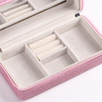 Miroir boîte à bijoux fait à la main en cuir Rectangle rose femmes filles velours doublure cadeau voyage étui à bijoux