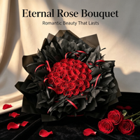 Bouquet de grandes roses rouges préservées OEM, emballage noir, roses éternelles nouées à la main pour la Saint-Valentin, anniversaire, souvenir, vente en gros