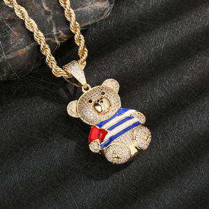뜨거운 판매 힙합 14k 골드 도금 쿠바 곰 입방 지르코니아 구리 펜던트 및 목걸이 - Product Image 2