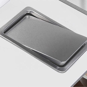 Cestino per Rifiuti da Incasso in Acciaio Inox con Coperchio <span class=keywords><strong>a</strong></span> Molla Decorativo per Cucina e Bagno Finitura Satinata Quadrato o <span class=keywords><strong>Rotondo</strong></span> - Product Image 2