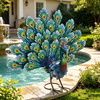 Ornement de paon en fer forgé, statue de paon en métal personnalisable pour la cour, la pelouse, la véranda, le jardin