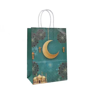 Middle Eastern holiday gift bag Moslem Moon Festival Eid Mubarak New Year star Party kraft paper bag gift hand bag