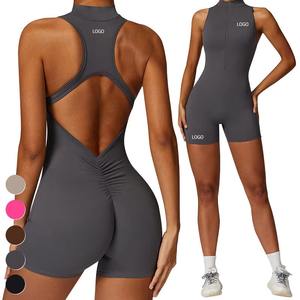 Combinaison sans manches vintage pour femmes 2025, haute intensité, logo personnalisé, ensembles de fitness pour la salle de sport, fermeture éclair, col roulé, combinaisons de sport - Product Image 5