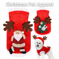 Costume de Noël pour chien, vêtements en peluche à capuche Père Noël et renne, sweat à capuche doux et chaud pour l'hiver pour chiens et chats de petite et moyenne taille