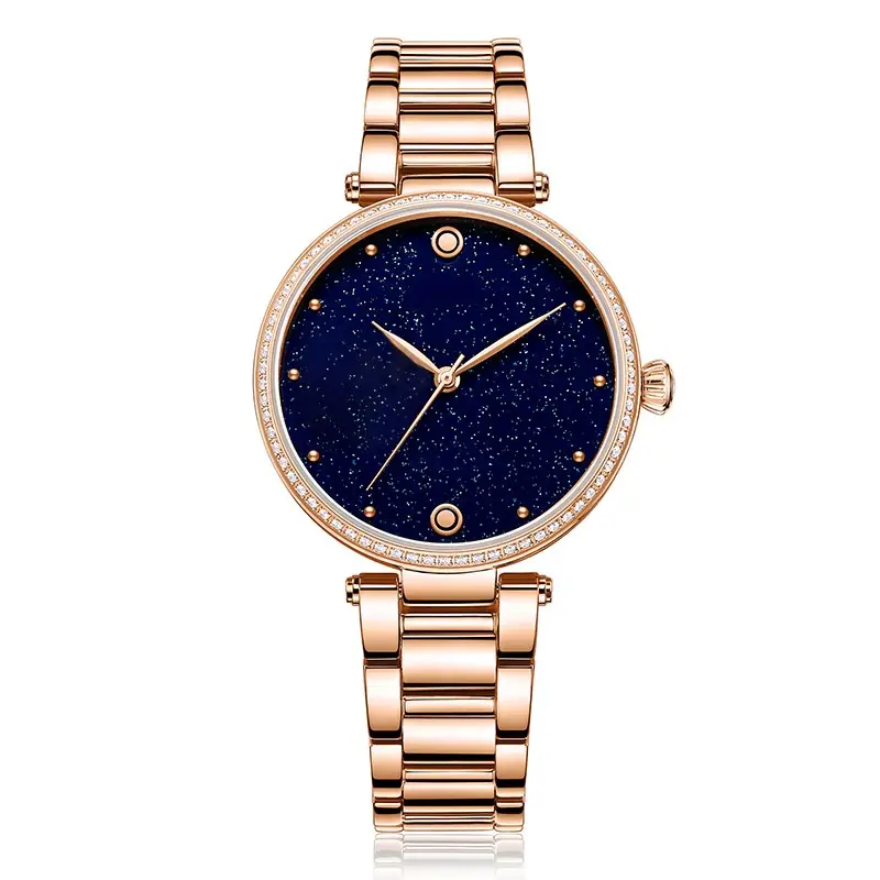 Customized Luxury Quartz Stainless Steel Back Watch Crystal Ladies Bracelet Wrist Watch Latest