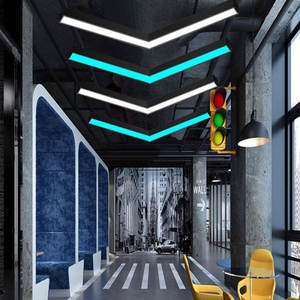 Lampu langit-langit LED minimalis Modern, lampu gantung bentuk V, lampu liontin linier untuk Pencahayaan Kantor Gym dengan desain panah - Product Image 4