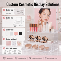 Support d'affichage de maquillage en acrylique avec porte-étiquette interchangeable pour la promotion de la marque