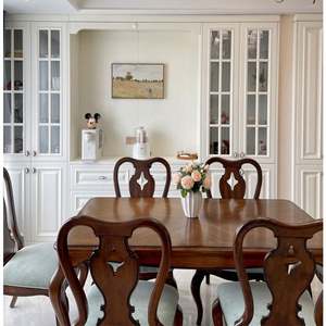 Aimsp Wine Cabinet Wood Dining Room Wall Cabinet European American Style Wine <b>Glass</b> Cabinet - Product Image 1