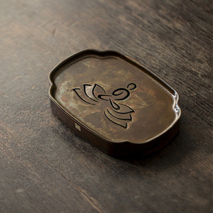Copper Irregular <b>Tea</b> <b>Tray</b> Lotus Design Retro Kung Fu <b>Tea</b> Accessory - Product Image 1
