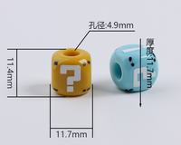 Perles cubiques en acrylique de 11 mm, couleur unie, imprimées avec des points d'interrogation et des points d'exclamation, grand trou pour bracelet, collier, chaîne de téléphone DIY RT2652