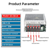 Mean Well SD seri 25W sakelar catu daya DC-DC 5V 12V 24V trafo konverter adaptor Driver untuk penggunaan industri 5A