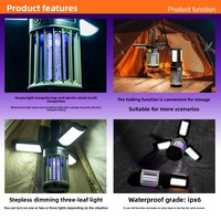 Lampe LED portable pour éclairage extérieur, non toxique, anti-moustiques, étanche, avec batterie intégrée, pliable, avec crochet de suspension