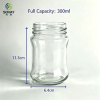 Pot alimentaire en verre rond de 230 ml à col fileté et corps cintré, récipient transparent polyvalent pour la maison et la vente en gros commerciale