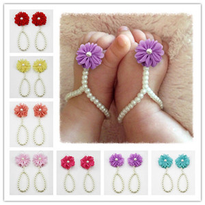 E1236 Gioielli alla Moda con Fiori, <span class=keywords><strong>Cavigliera</strong></span> Colorata per Neonati, Accessori per Piedi in Chiffon, Braccialetto a Piedi Nudi, Cavigliere con Perle per Bambini - Product Image 2
