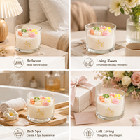 Bougie décorative en cire de soja parfumée aux fleurs, à trois mèches, en gros, pour cadeau de mariage et décoration