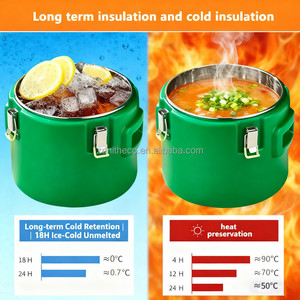 Commercial Home Use Large Hot Pot Food Warmer 15/30/50L Double Wall Insulated Metal Kitchenware Set 3PCS Storage Container - Product Image 4