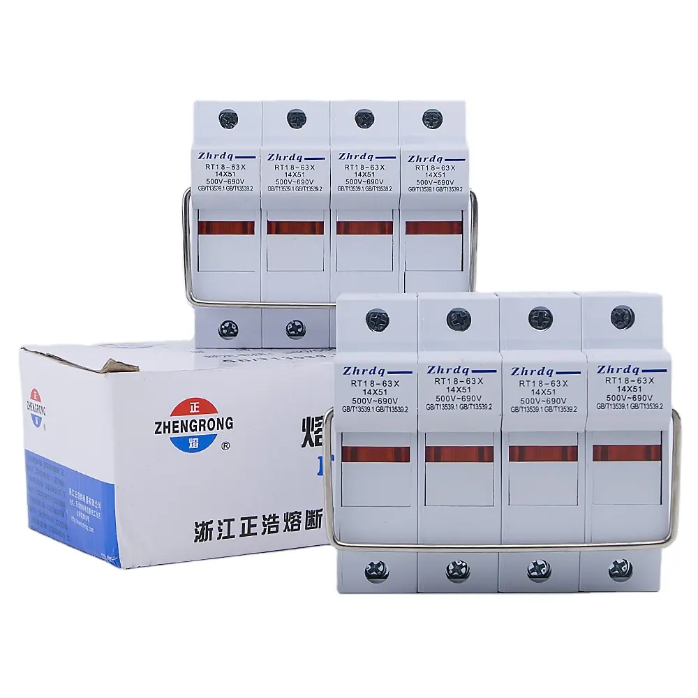 ZHENGRONG Factory Supplier Manufacturing RT18-63 Fuse Box Cylindrical AC Plastic Fuse Holders