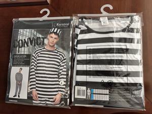 Costume de cosplay d'Halloween pour enfants, uniforme de prisonnier homme et femme, rayures noires et blanches, polyester, tenue d'otage de film TV - Product Image 6