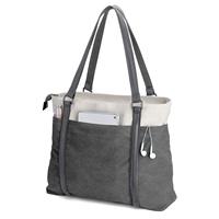 Tas Laptop Tote 15.6" Grosir untuk Wanita, Tas Kerja Modis dengan Kantong Resleting untuk Guru, Abu-abu Tua
