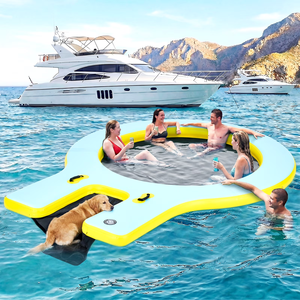 Hamaca Flotante Inflable para Lago, Plataforma Flotante <span class=keywords><strong>Redonda</strong></span> con Rampa para Perros, Anillo Flotante para Tomar el Sol, Hamaca Flotante para Piscina - Product Image 2