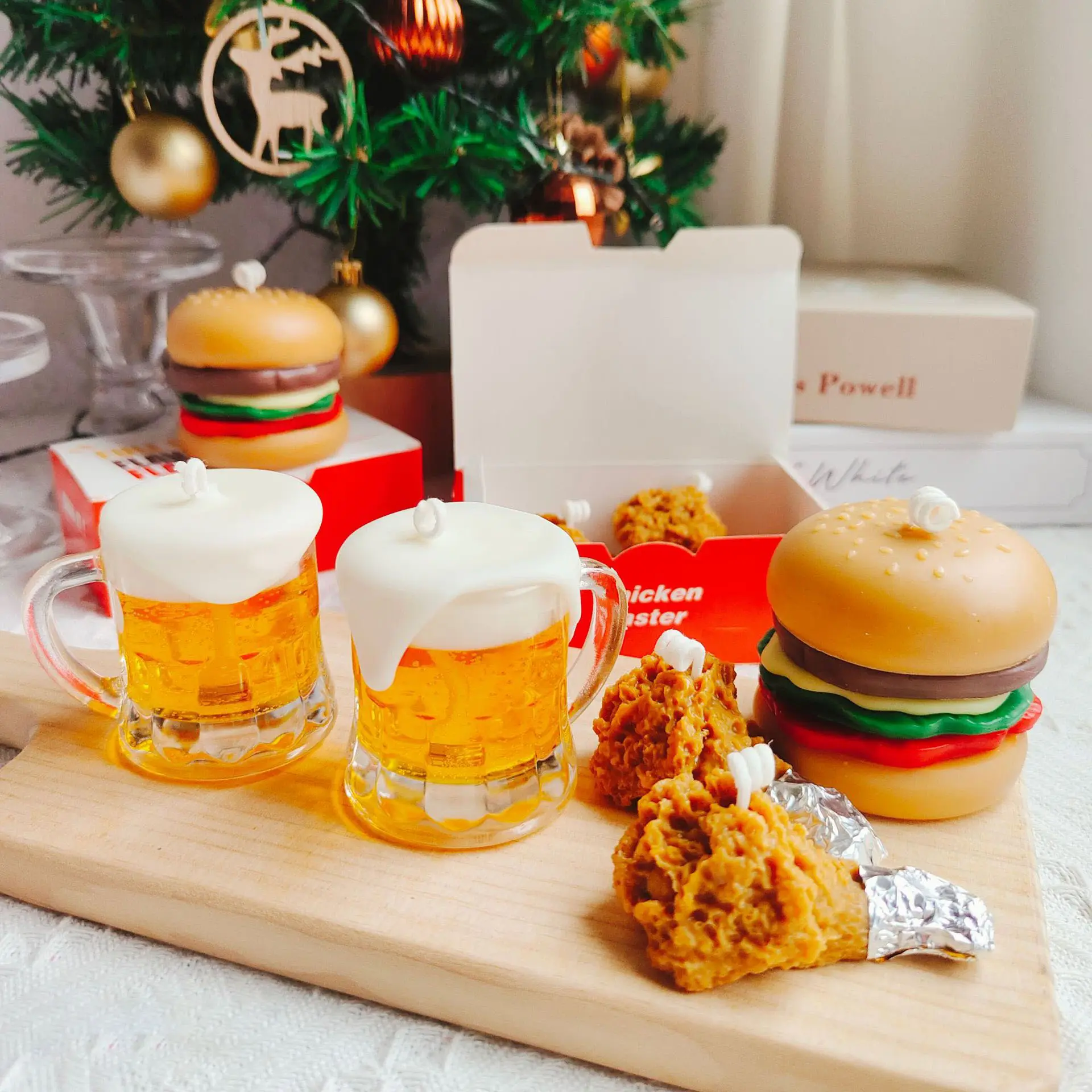 Pingleboole New Arrival 2023 Soy Wax Candle Fried Chicken Beer Hamburger Food Shape Scented Candles