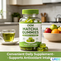 Gummies de Matcha pour Adultes Marque Blanche avec Extrait de Thé Vert pour Booster le Métabolisme, Détox et Énergie, Sans Sucre, ODM, 60 Portions
