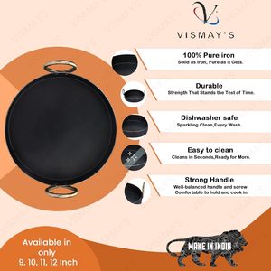 La primera tecnología del mundo con bordes lisos en una sartén Kadai negra de hierro de grado alimenticio, base de inducción resistente para cocinar de forma saludable. - Product Image 5