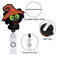 Halloween Thanksgiving Day Automne Badge Bobines Fantôme Citrouille Chauve-Souris Squelette Rétractable Feutre Carte D'identité Nom Porte-Badge Bobine Porte-clés