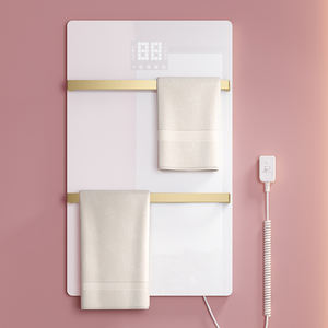 Porte-serviettes chauffant mural moderne en acier inoxydable et pierre frittée, design usine, avec 4 barres, pour salle de bain - Product Image 6