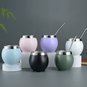 Taza de <span class=keywords><strong>Mate</strong></span> Argentina BORGE de 280 ml, Forma de Huevo, Acero Inoxidable, Aislada al Vacío, Redonda - Product Image 2