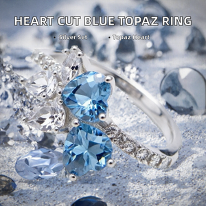 Anillo de Boda de Plata de Ley 925 con Baño de Rodio y Topacio Azul de Londres Natural con Corte Corazón, Venta al por Mayor de Fábrica, Regalo para Mujer, Uso Diario - Product Image 2
