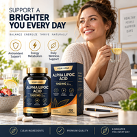 Capsules d'acide alpha-lipoïque OEM ODM, marque privée, 1000 mg par dose, sans gluten, pour le métabolisme énergétique et le bien-être