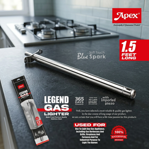 Briquet à gaz portable étanche en acier inoxydable ANAX Legend, allumage par bouton à longue portée, pour cuisinière domestique et restaurant - Product Image 2